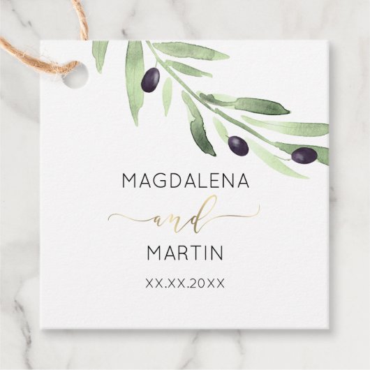 Étiquettes Cadeau verdure rustique oliveraie branche d'olivier marqu (Devant)