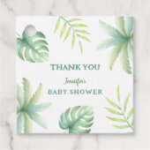 Étiquettes Cadeau Verdure tropicale Aquarelle Baby shower vert (Devant)