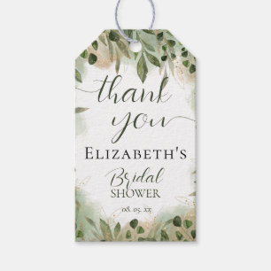 Étiquettes-cadeau Verdure Vert or Script Calligraphie Merci
