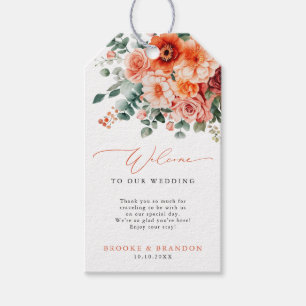 Étiquettes-cadeau Verona Sunset Bright Orange Moderne Mariage Floral