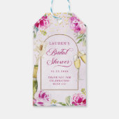 Étiquettes-cadeau Verre à vin Fête des mariées florale (Dos)