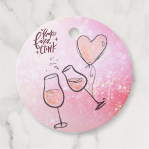 Étiquettes Cadeau Verre à vin personnalisé Pop Clink Fizz Ballons Cœ