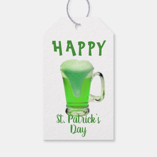 Étiquettes-cadeau Verre de bière verte Joyeux St. Patrick`s day Part (Dos)