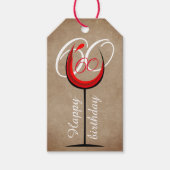 Étiquettes-cadeau Verre rouge rustique Script 60e anniversaire (Devant)