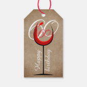 Étiquettes-cadeau Verre rouge rustique Script 60e anniversaire (Dos)