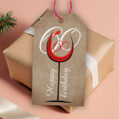 Étiquettes-cadeau Verre rouge rustique Script 60e anniversaire