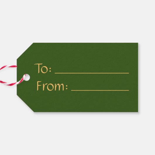 Étiquettes-cadeau Vers et de Green Gold Élégant Noël simple (Dos Horizontal)
