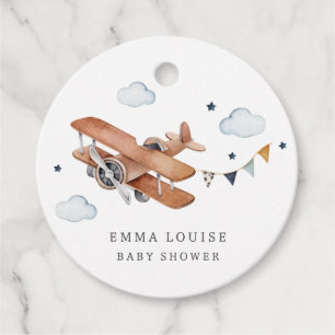 Étiquettes Cadeau Vers le haut et vers l'extérieur, Baby shower Vint
