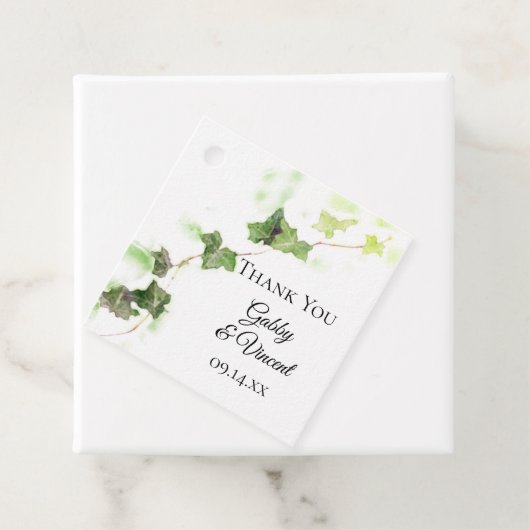 Étiquettes Cadeau Vert anglais Vin Vin Mariage d'aquarelle (En situation)