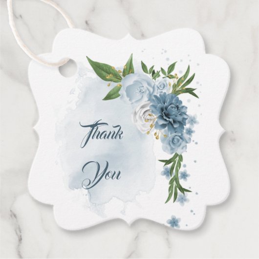 Étiquettes Cadeau vert bleu blanc fleuri (Devant)