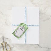 Étiquettes-cadeau Vert de printemps et chevron blanc Mariage Anniver (Avec de laficelle)