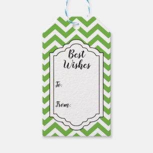 Étiquettes-cadeau Vert de printemps et chevron mariage anniversaire