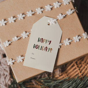 Étiquettes-cadeau Vert Décontracté coloré Joyeuses vacances à