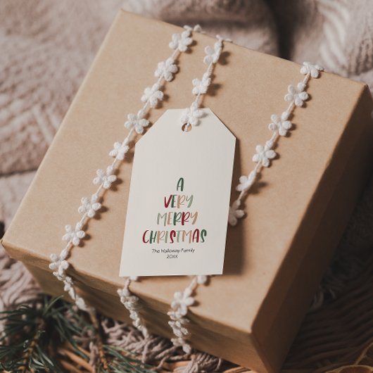 Étiquettes-cadeau Vert Décontracté Coloré Un Très Joyeux Noël