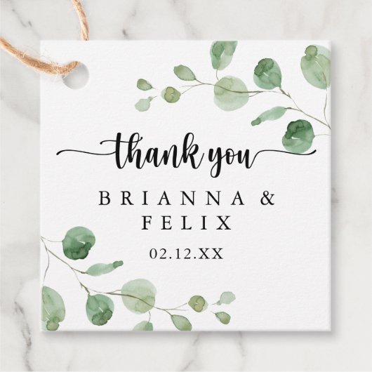 Étiquettes Cadeau Vert délice Eucalyptus Mariage (Devant)