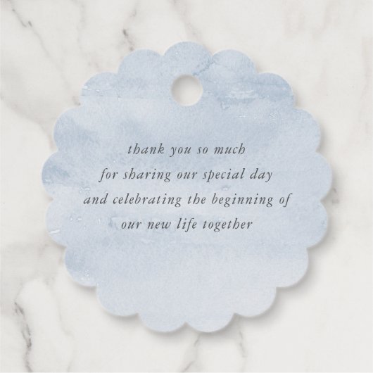 Étiquettes Cadeau Vert Elégant Dusty Blue Mariage Merci (Dos)