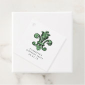 Étiquettes Cadeau Vert émeraude Fleur de Lis (En situation)