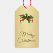 Étiquettes-cadeau Vert et or Holly Joyeux Noël (Dos)