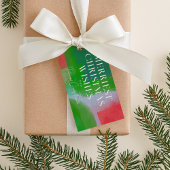 Étiquettes-cadeau Vert et Rouge Artificiellement Peint Noël Abstrait