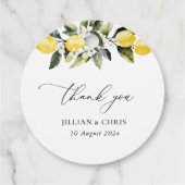 Étiquettes Cadeau Vert moderne Citron Floral Mariage Merci (Dos)