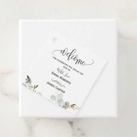 Étiquettes Cadeau Vert moderne Mots clés minimaux Favor (En situation)