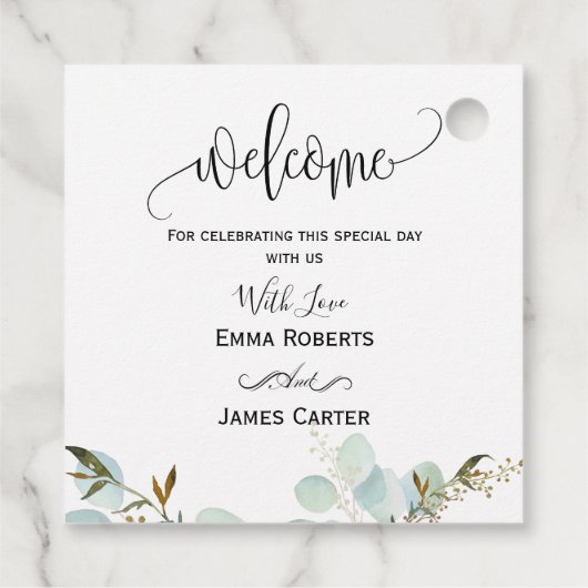 Étiquettes Cadeau Vert moderne Mots clés minimaux Favor (Dos)