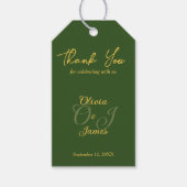 Étiquettes-cadeau Vert olive minimal et Merci Mariage or (Devant)