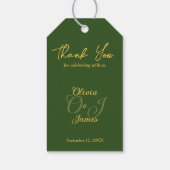Étiquettes-cadeau Vert olive minimal et Merci Mariage or (Dos)