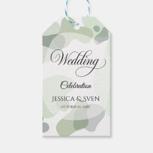 Étiquettes-cadeau Vert organique Mariage Abstrait géométrique