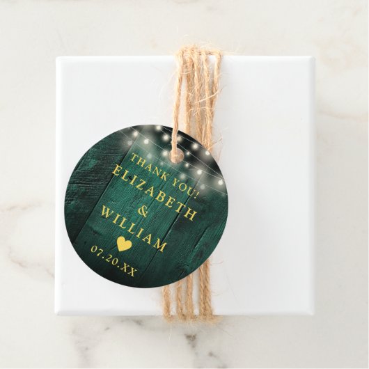 Étiquettes Cadeau Vert String éclaire Rustique Boho Mariage de grang (En situation)