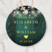 Étiquettes Cadeau Vert String éclaire Rustique Boho Mariage de grang (Devant)