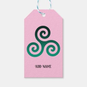 Étiquettes-cadeau Vert Triskele Pastel Rose