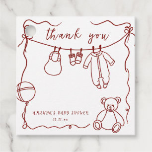 Étiquettes Cadeau Vêtements de bébé dessinés à la main remerciement