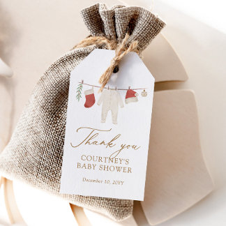 Étiquettes-cadeau Vêtements de bébé pour Noël d'hiver Baby Shower