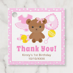 Étiquettes Cadeau Vêtements pour ours en peluche fille rose annivers