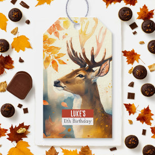 Étiquettes-cadeau Vibes d'automne Cerf - fête d'anniversaire -
