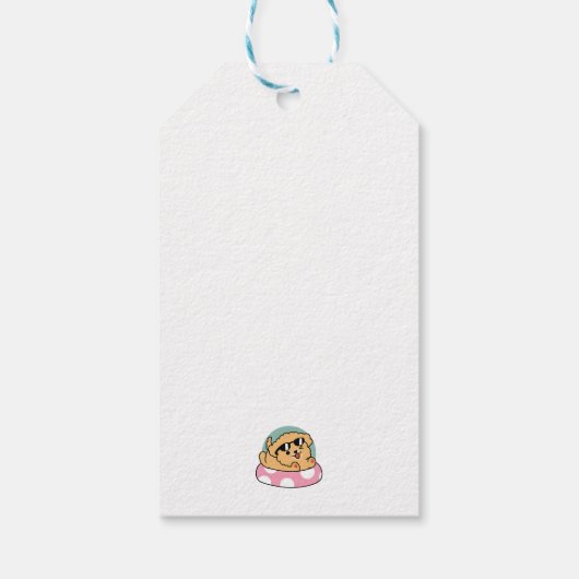 Étiquettes-cadeau Vibes d'été Chien - Chiot flottant avec lunettes d (Dos)