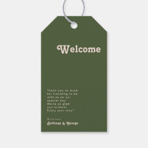 Étiquettes-cadeau Vibes rétro simples Accueil Mariage vert olive