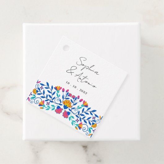 Étiquettes Cadeau Vibrant mexicain Floral Fiesta Mariage (En situation)