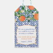 Étiquettes-cadeau Vibrant Oranges Citrus Classic Carreaux Bleus Mari (Dos)