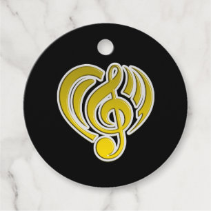 Étiquettes Cadeau Vibrations Amour Musical Coeur Jaune Musique Note 