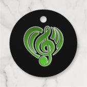 Étiquettes Cadeau Vibrations Amour Musical Coeur Vert Musique Note D (Dos)