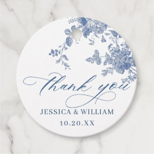 Étiquettes Cadeau Victorian Dusty Blue French Garden Floral Mariage
