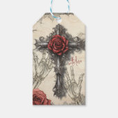 Étiquettes-cadeau Victorian Gothic Styled Rose et Croix (Devant)