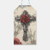 Étiquettes-cadeau Victorian Gothic Styled Rose et Croix (Dos)