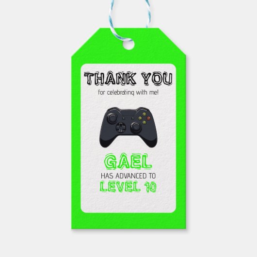 Étiquettes-cadeau Vidéo verte Jeu Camion Anniversaire (Devant)