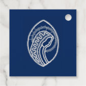 Étiquettes Cadeau Vierge Marie, dentelle blanche, bleu marine (Dos)