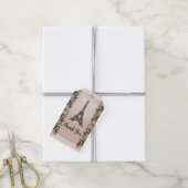 Étiquettes-cadeau Vignes de rose rose Paris Tour Eiffel Élégant (Avec de la ficelle)