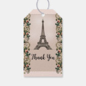Étiquettes-cadeau Vignes de rose rose Paris Tour Eiffel Élégant (Dos)