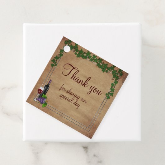 Étiquettes Cadeau Vignes Rustiques Vignes Bourgogne Vin Mariage Merc (En situation)